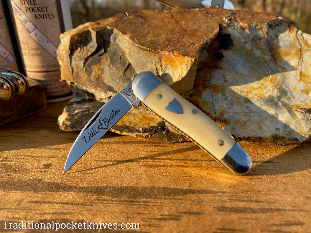 Great Eastern Cutlery #190120 Tidioute Cutlery Little Rattler Smooth White Bone