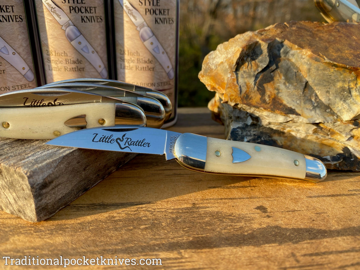 Great Eastern Cutlery #190120 Tidioute Cutlery Little Rattler Smooth White Bone