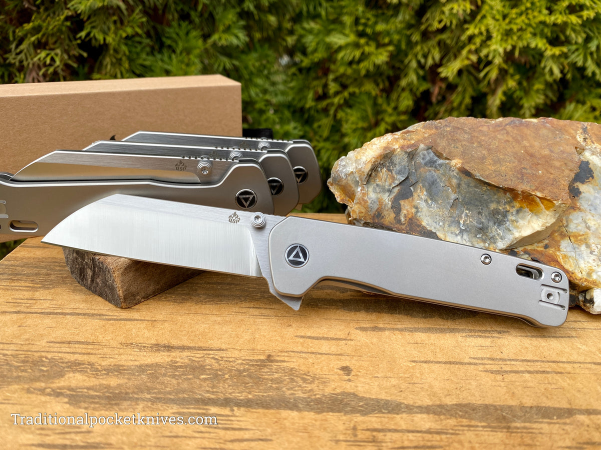 QSP Penguin Plus Knife QS130XL-A Bead Blasted Titanium 20CV Steel