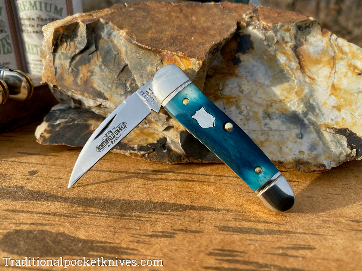 Great Eastern Cutlery #190120 Northfield UN-X-LD Little Rattler Blue Teal Natural Bone