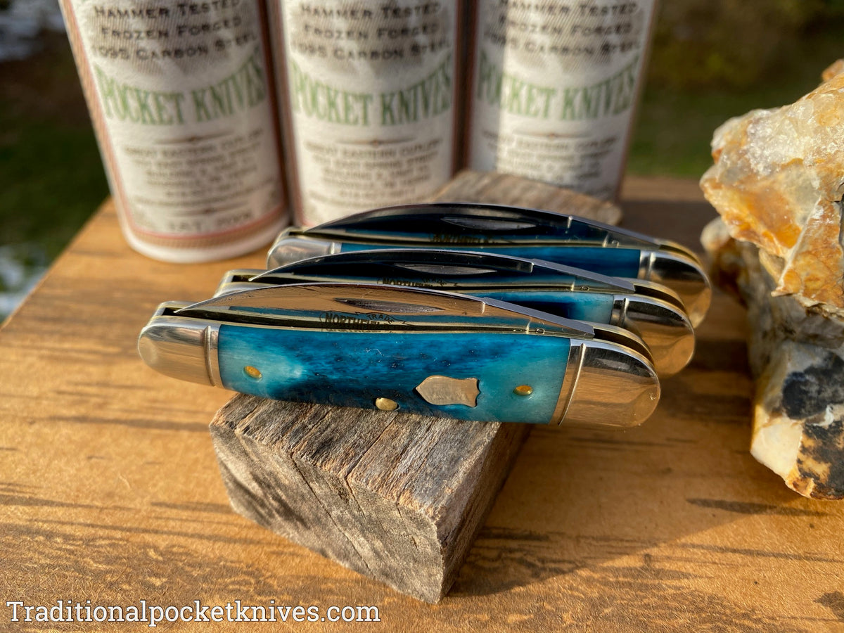 Great Eastern Cutlery #190120 Northfield UN-X-LD Little Rattler Blue Teal Natural Bone