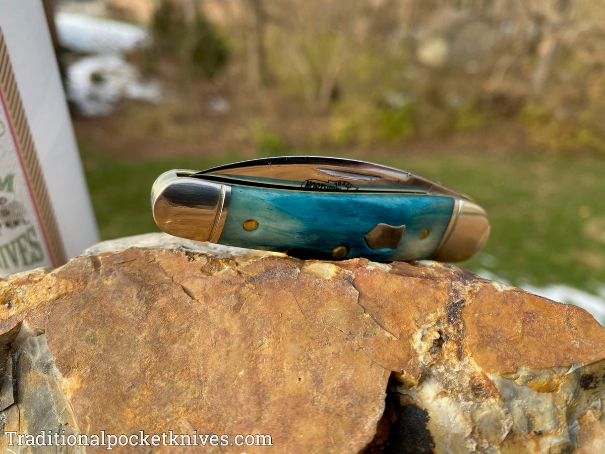 Great Eastern Cutlery #190120 Northfield UN-X-LD Little Rattler Blue Teal Natural Bone