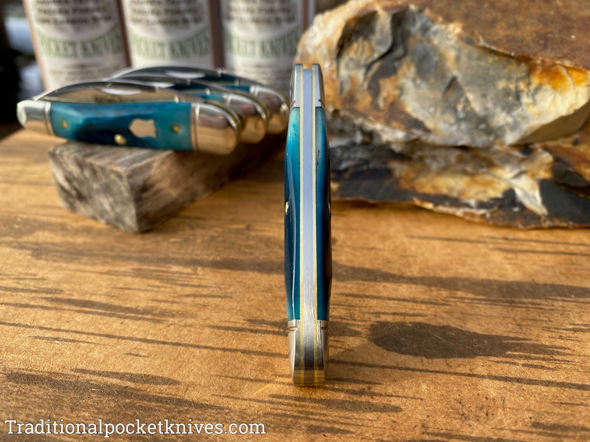 Great Eastern Cutlery #190120 Northfield UN-X-LD Little Rattler Blue Teal Natural Bone
