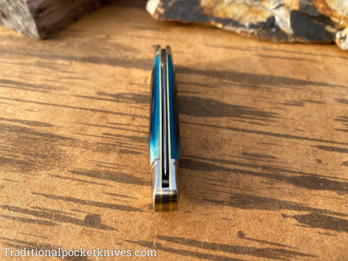 Great Eastern Cutlery #190120 Northfield UN-X-LD Little Rattler Blue Teal Natural Bone