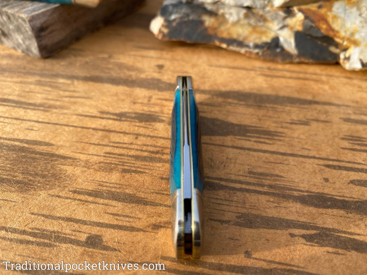Great Eastern Cutlery #190120 Northfield UN-X-LD Little Rattler Blue Teal Natural Bone