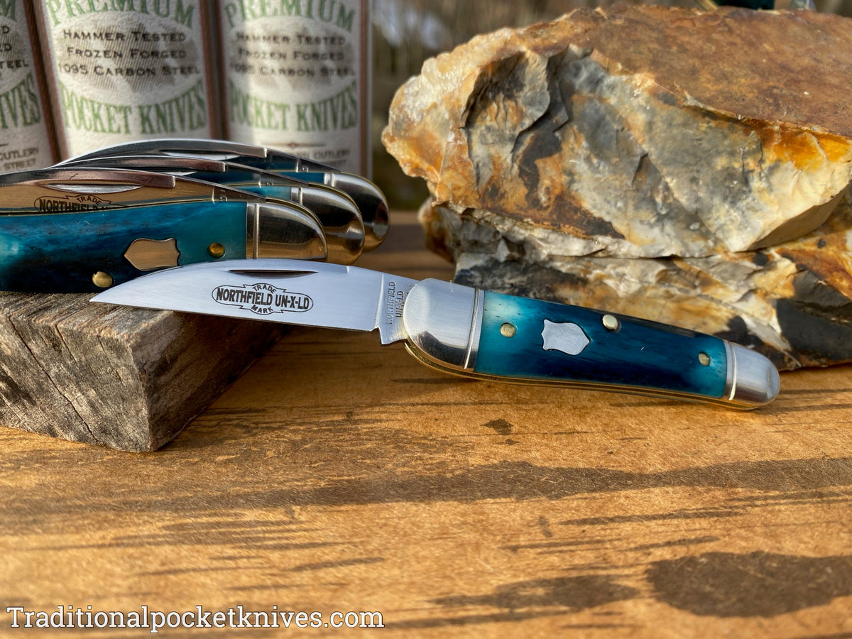 Great Eastern Cutlery #190120 Northfield UN-X-LD Little Rattler Blue Teal Natural Bone