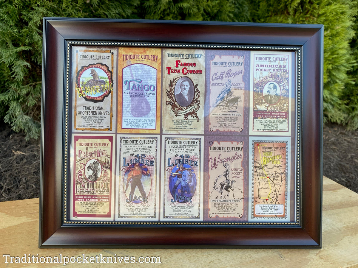 Great Eastern Cutlery Poster and Frame of Tidioute Cutlery Labels