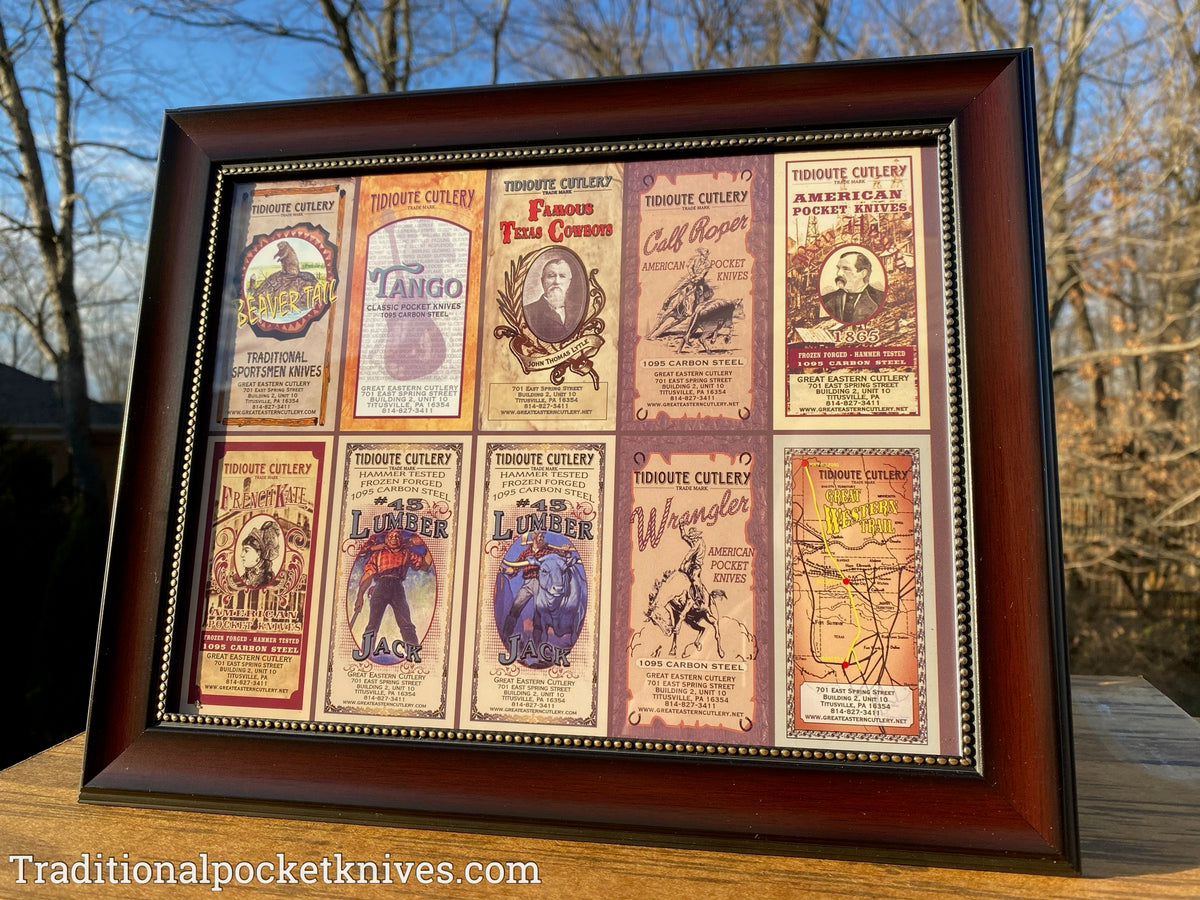 Great Eastern Cutlery Poster and Frame of Tidioute Cutlery Labels