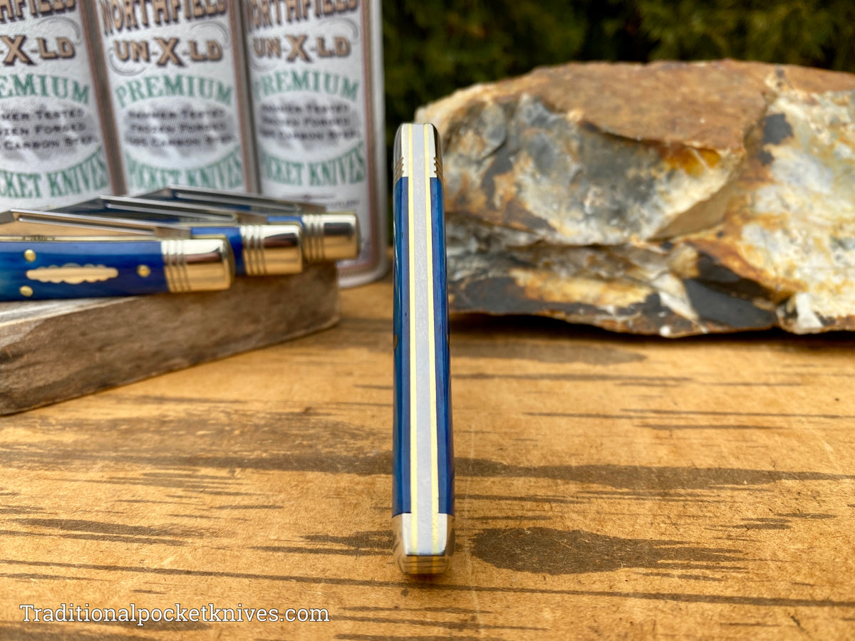 Great Eastern Cutlery #941121 Northfield UNXLD Liberty Blue Smooth Camel Bone
