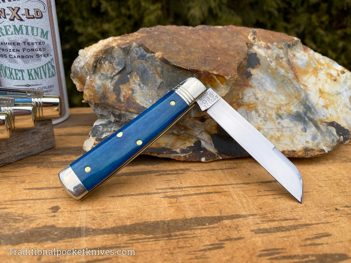 Great Eastern Cutlery #493121 Northfield UNXLD Freedom Blue Smooth Camel Bone