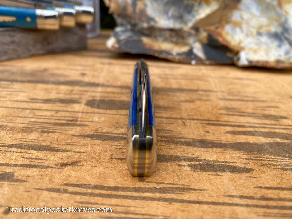 Great Eastern Cutlery #493121 Northfield UNXLD Freedom Blue Smooth Camel Bone