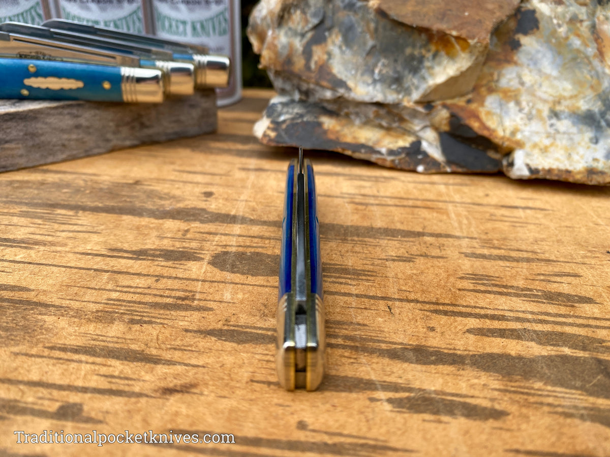Great Eastern Cutlery #493121 Northfield UNXLD Freedom Blue Smooth Camel Bone