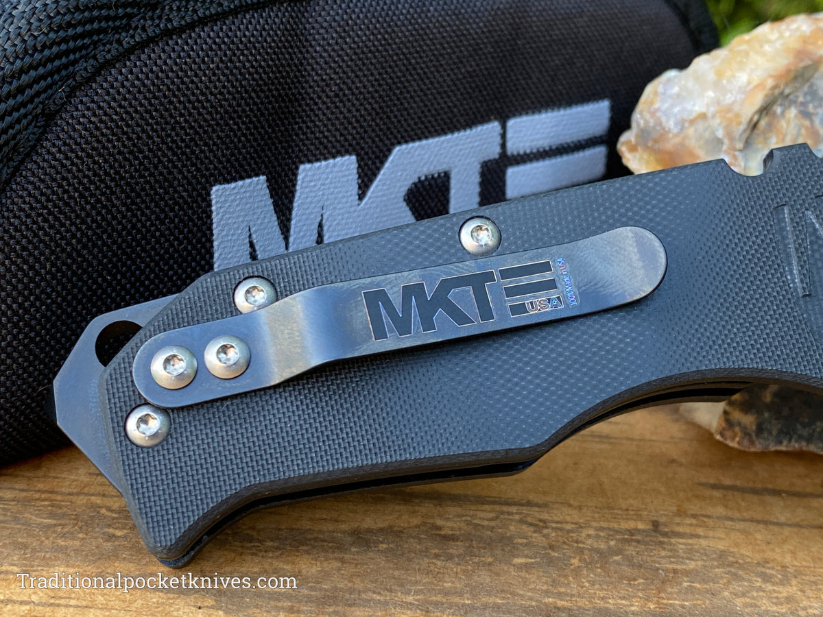 Medford Knives Scout M/P Tumbled Tanto / D2 / Black G10 Handles / STD HW / PVD Clip