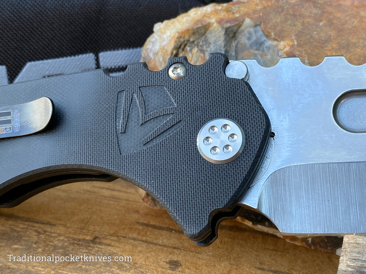 Medford Knives Scout M/P Tumbled Tanto / D2 / Black G10 Handles / STD HW / PVD Clip