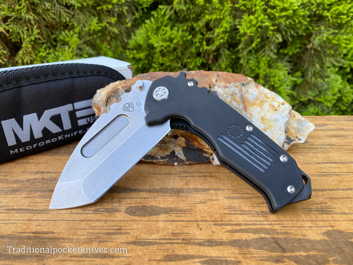 Medford Knives Scout M/P Tumbled Tanto / D2 / Black G10 Handles / STD HW / PVD Clip