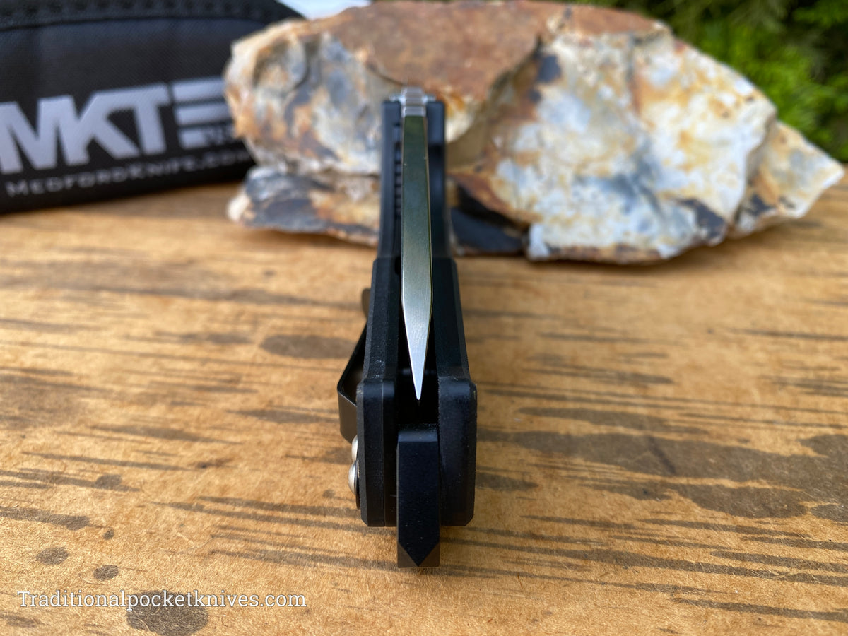 Medford Knives Scout M/P Tumbled Tanto / D2 / Black G10 Handles / STD HW / PVD Clip