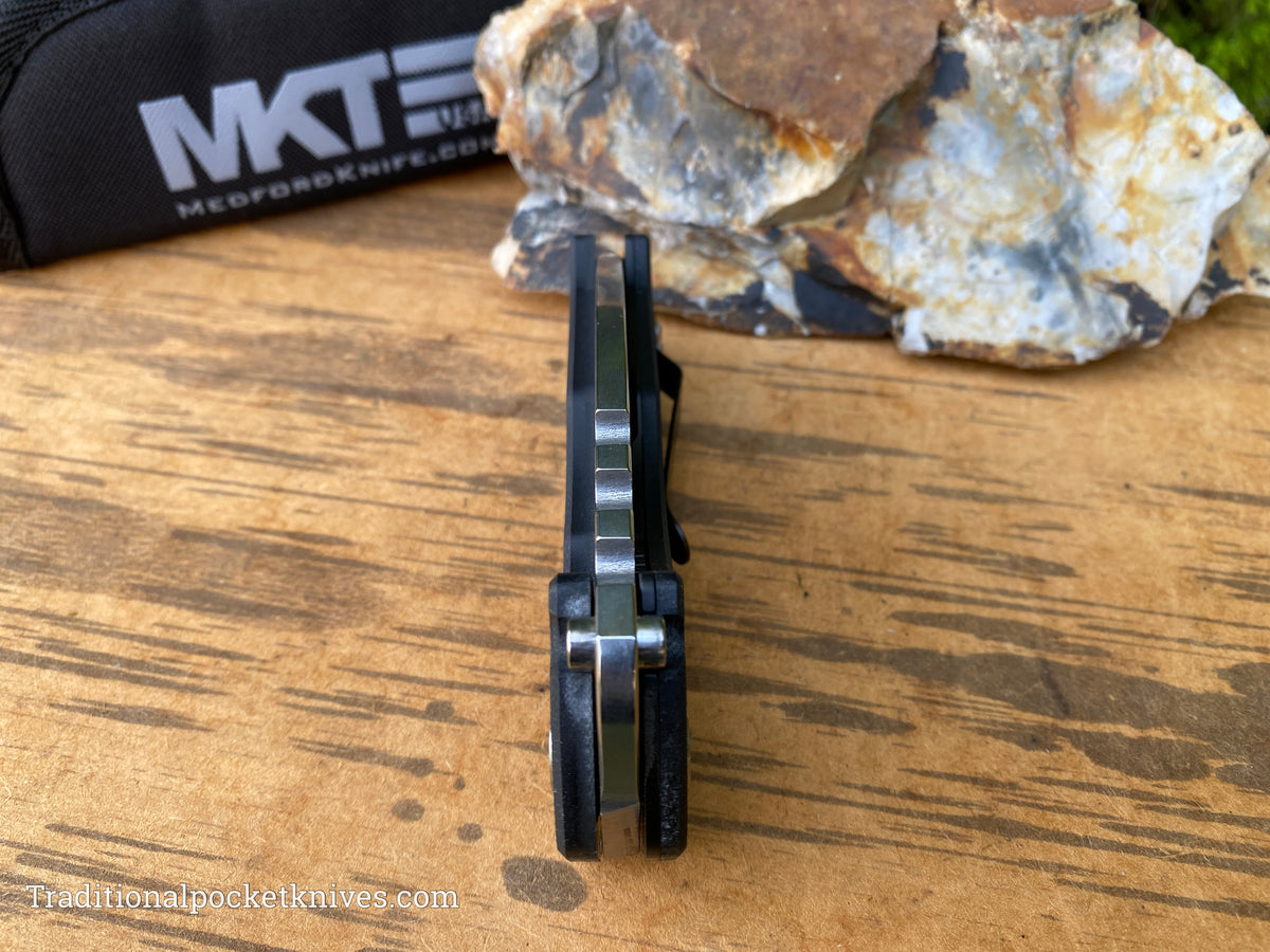 Medford Knives Scout M/P Tumbled Tanto / D2 / Black G10 Handles / STD HW / PVD Clip
