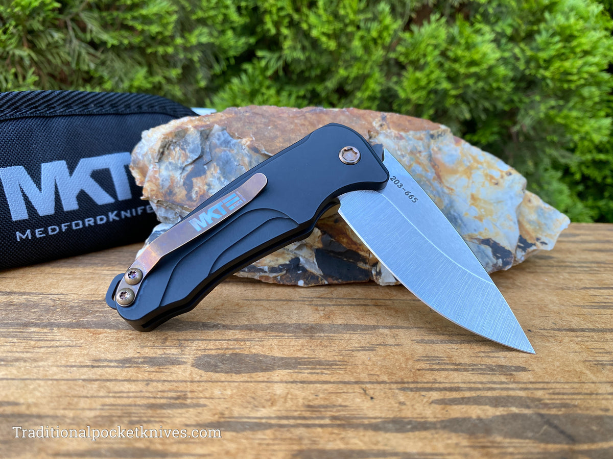 Medford Knives Smooth Criminal Drop Point / S35VN / Black PVD Handles / Bronze HW / Bronze Clip