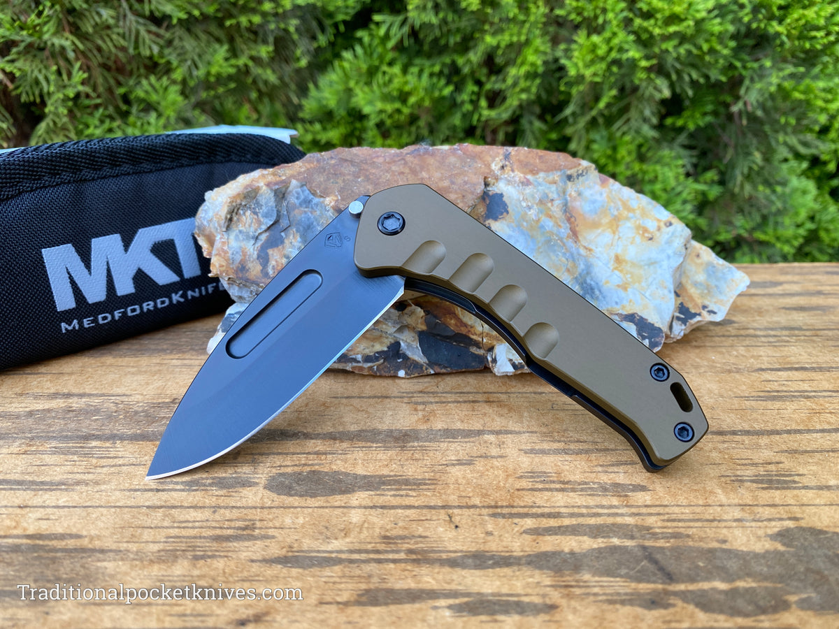 Medford Knives Praetorian Swift Flipper PVD Drop Point / S35VN / Yellow, Gold, Black PVD Handles / PVD HW / PVD Clip