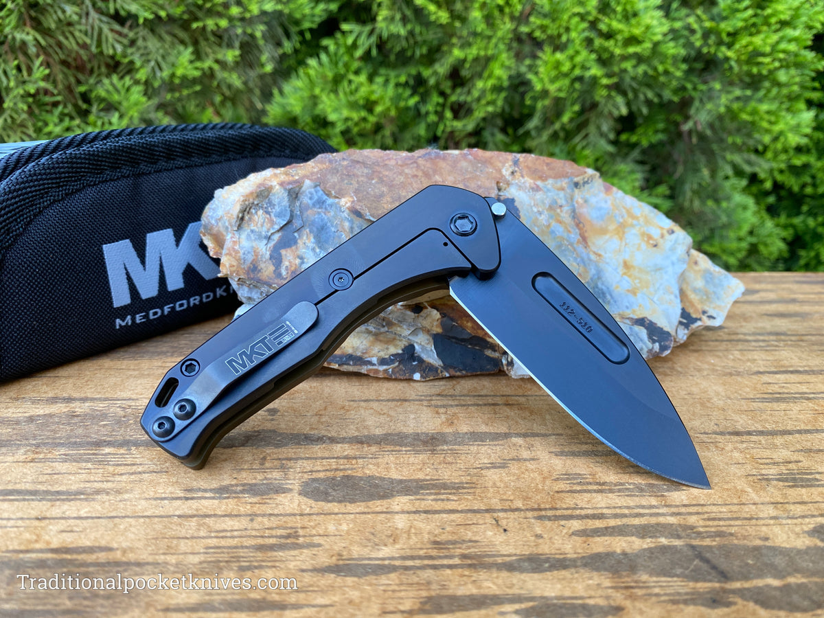 Medford Knives Praetorian Swift Flipper PVD Drop Point / S35VN / Yellow, Gold, Black PVD Handles / PVD HW / PVD Clip