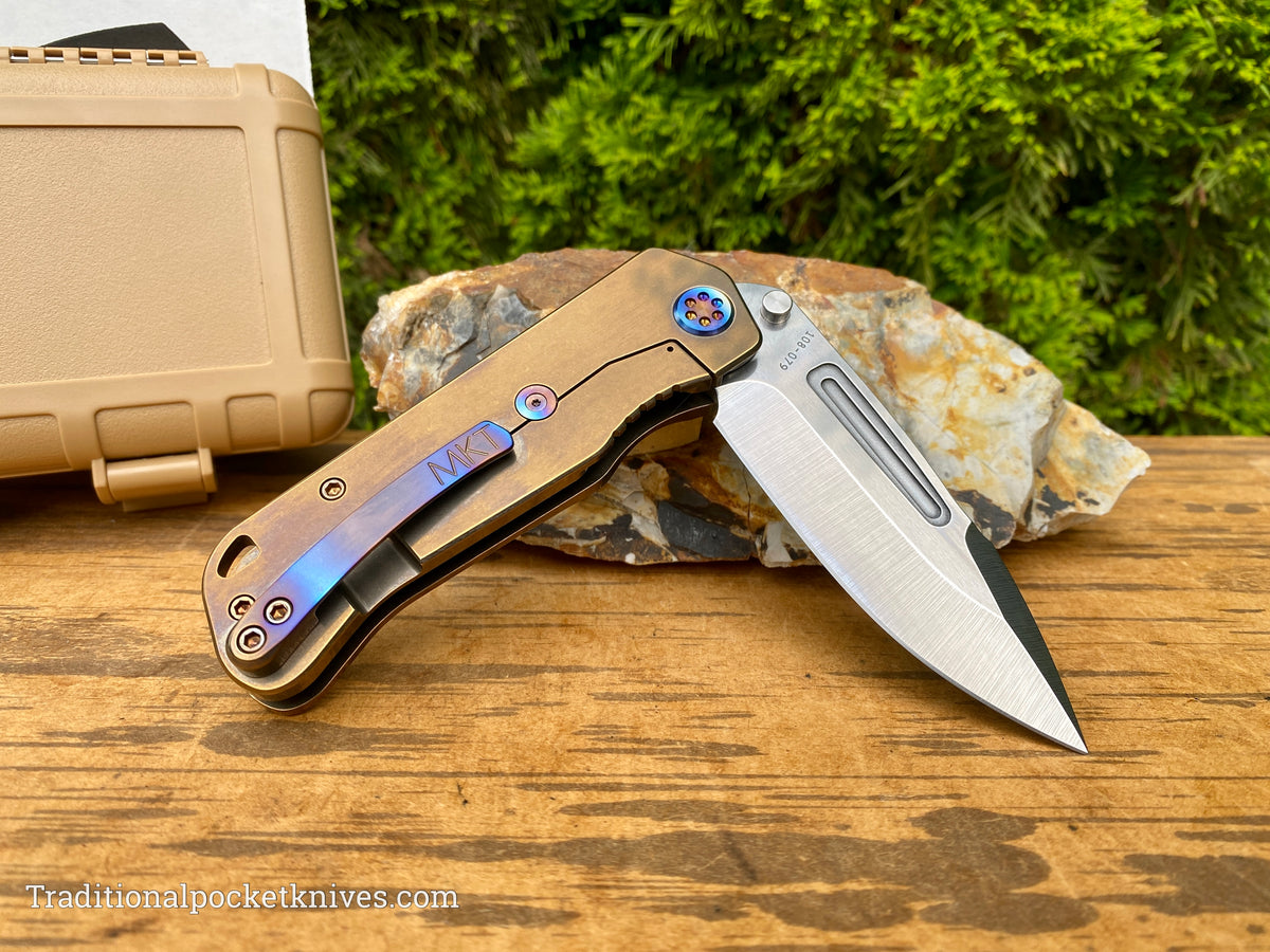 Medford Knives Proxima Tumbled Drop Point / S35VN / Bronze Handles / Flamed HW / Flamed Clip