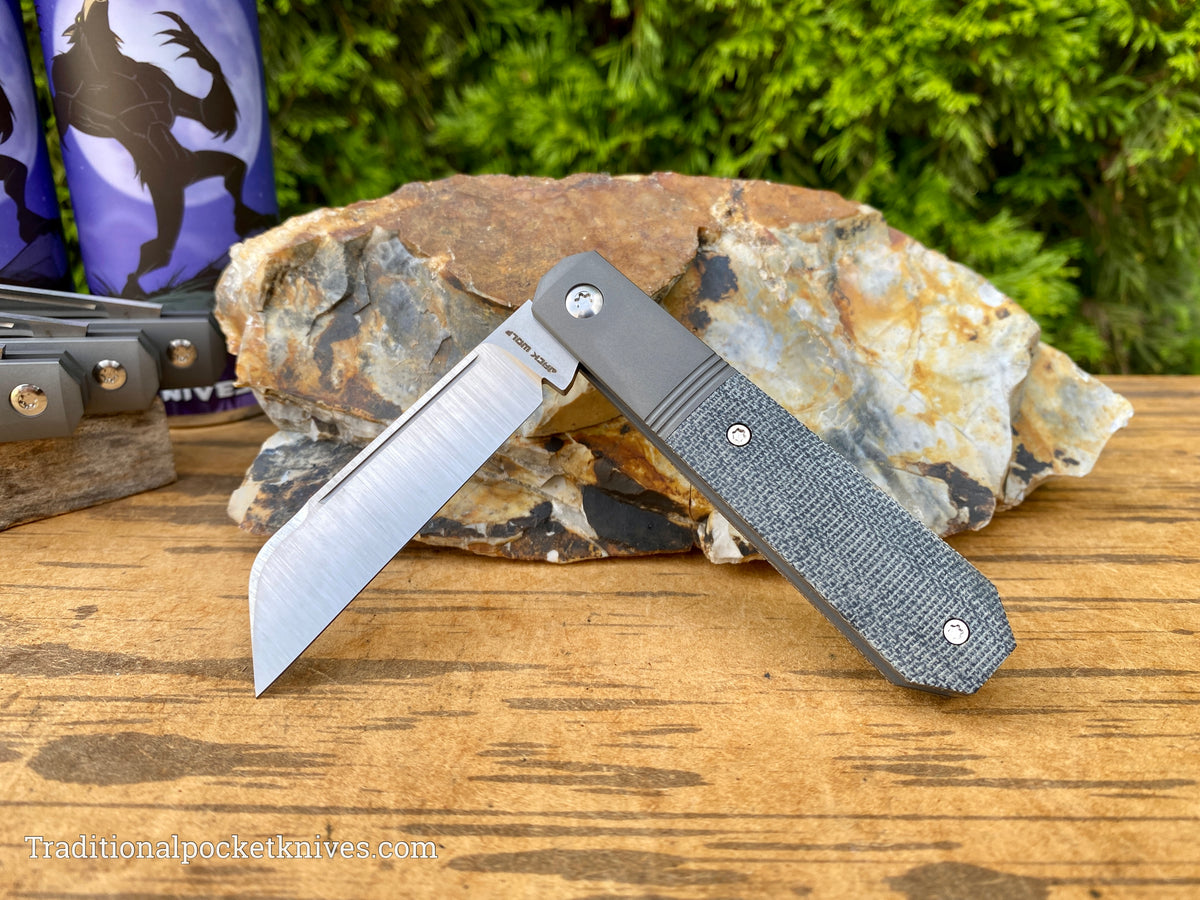 Jack Wolf Knives Midnight Jack Black Canvas Micarta