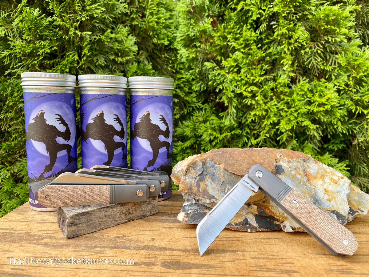 Jack Wolf Knives Midnight Jack Natural Canvas Micarta