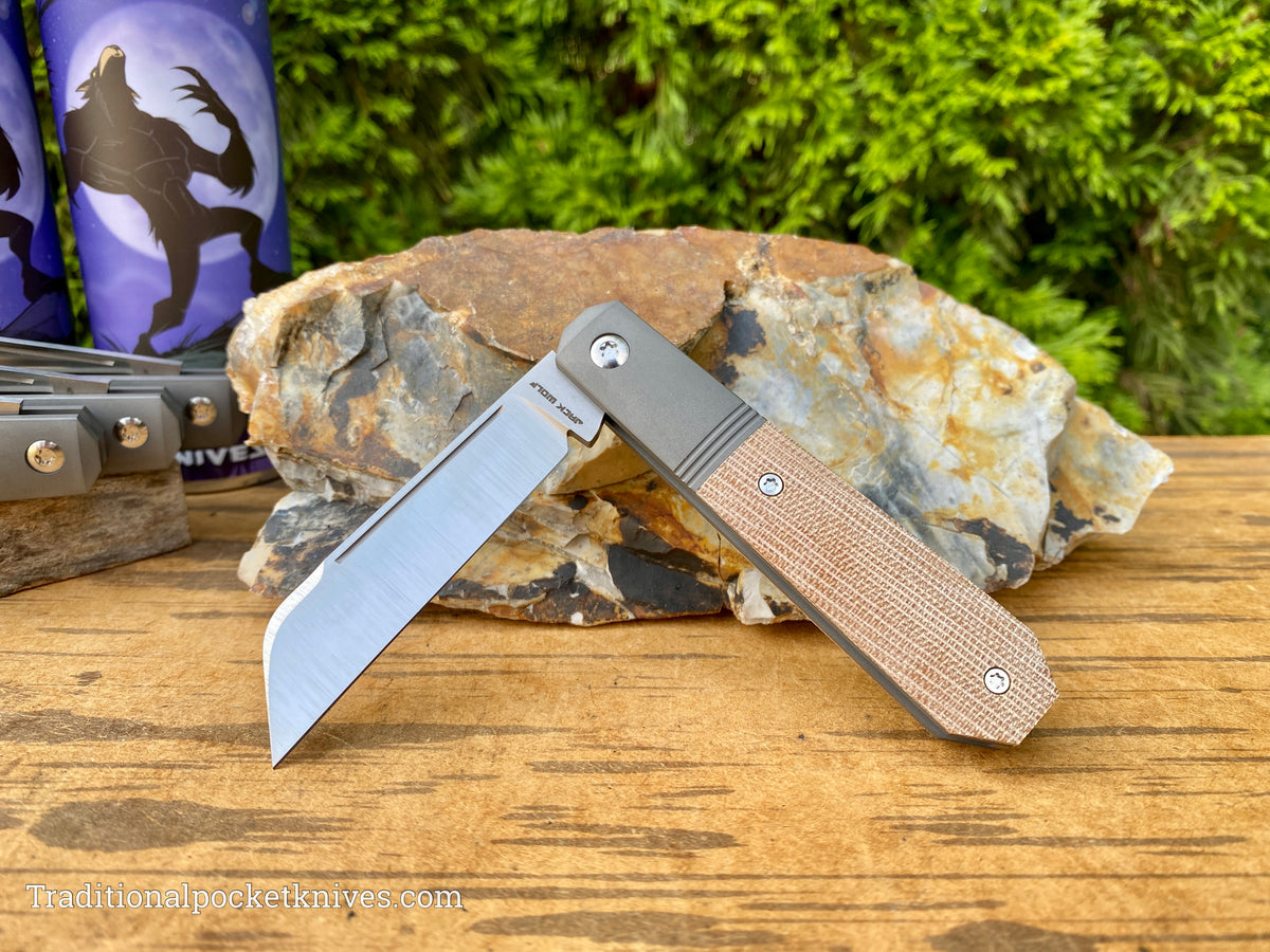 Jack Wolf Knives Midnight Jack Natural Canvas Micarta