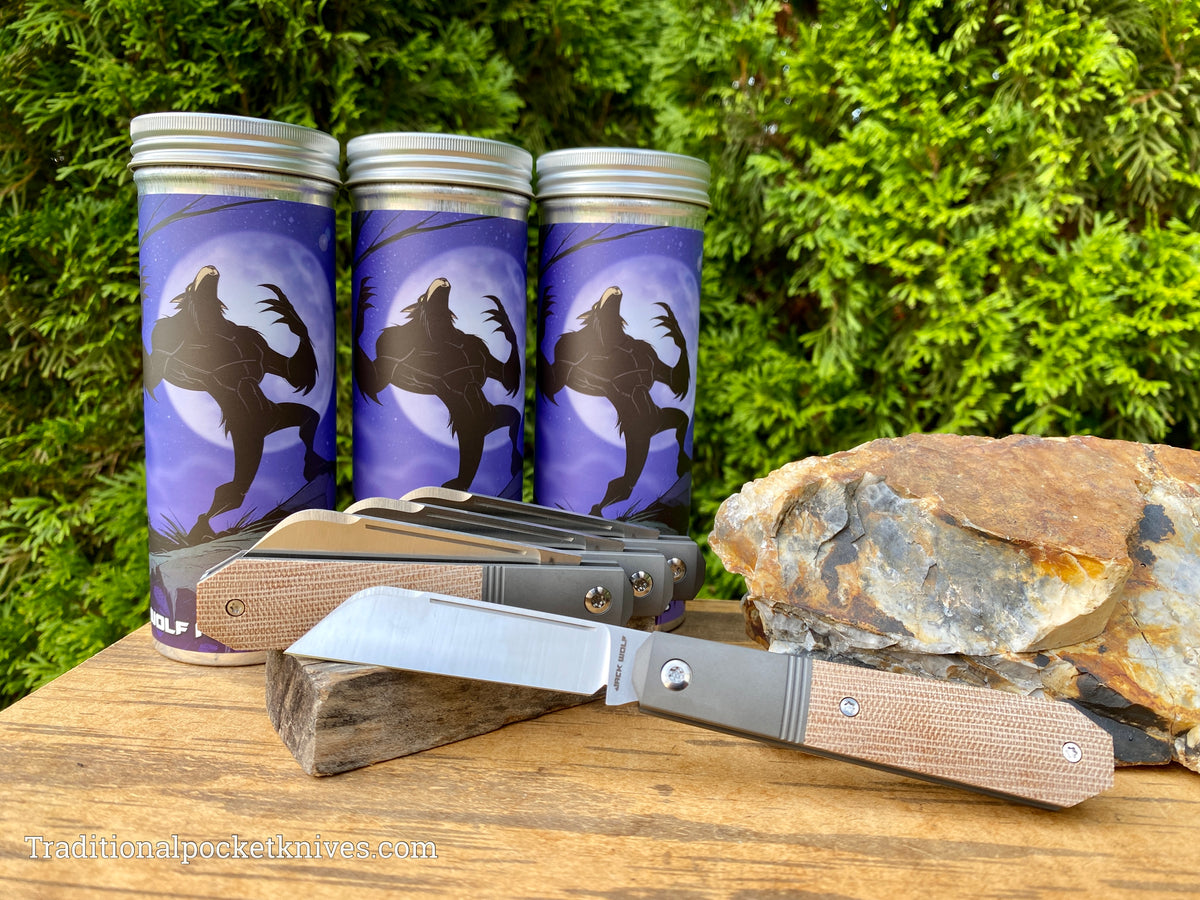 Jack Wolf Knives Midnight Jack Natural Canvas Micarta