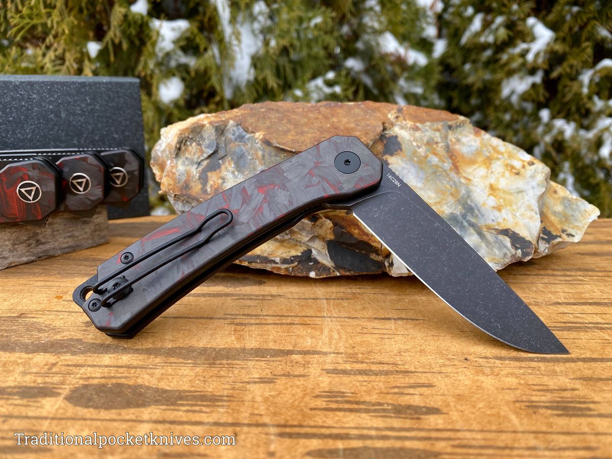 QSP Osprey Knife QS139-F2 Shredded Red Carbon Fiber G10 14C28N Steel