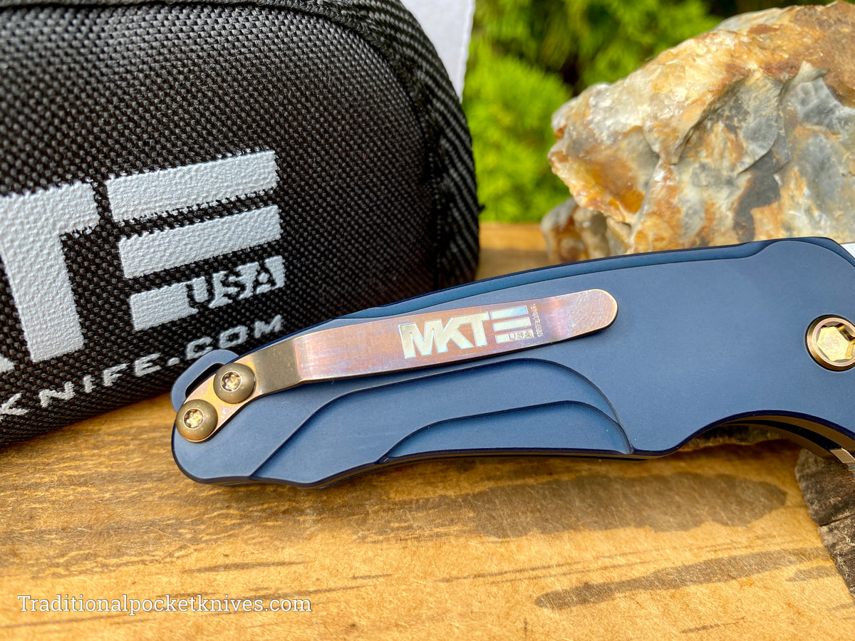 Medford Knives Smooth Criminal Tumbled Drop Point / S35VN PVD / Blue Handles / Bronze HW / Bronze Clip