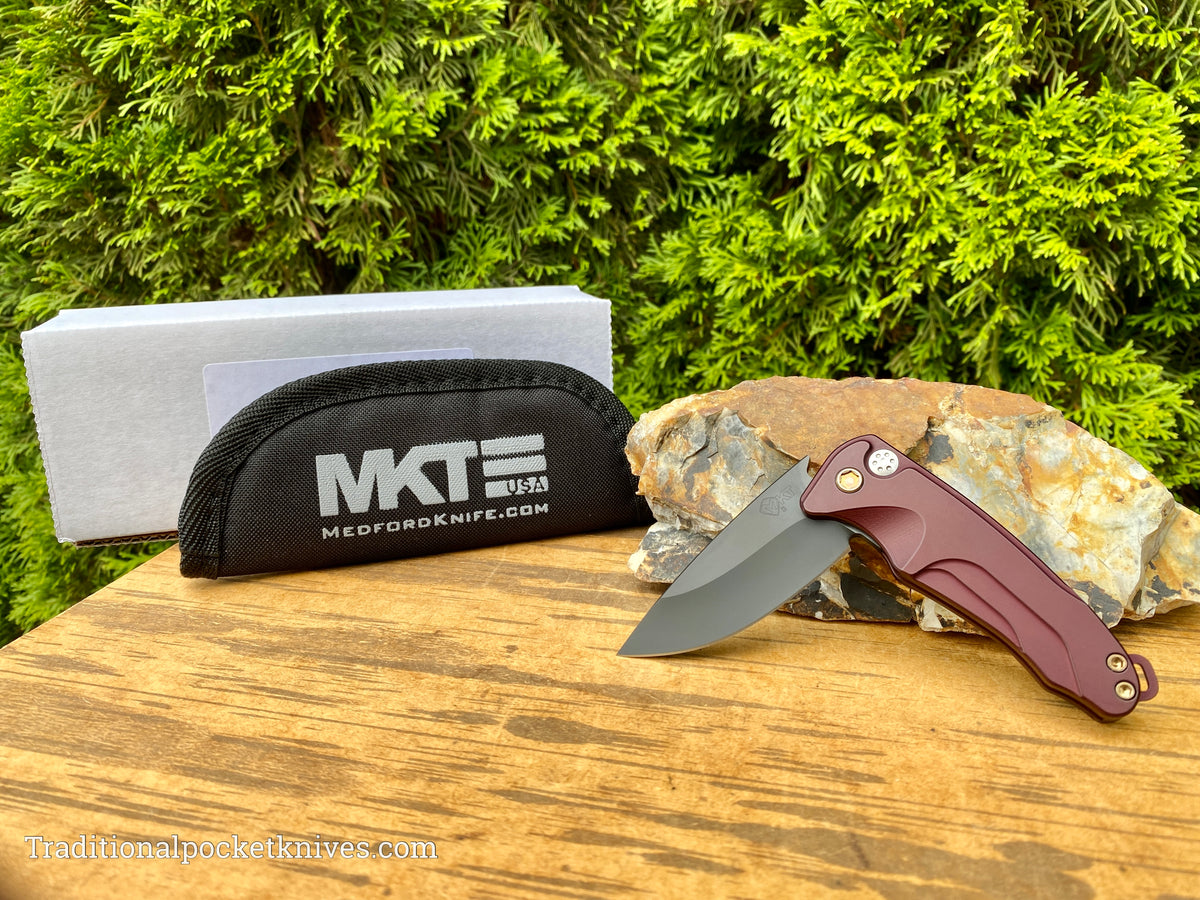 Medford Knives Smooth Criminal Drop Point / S35VN PVD / Red Handles / Bronze HW / PVD Clip