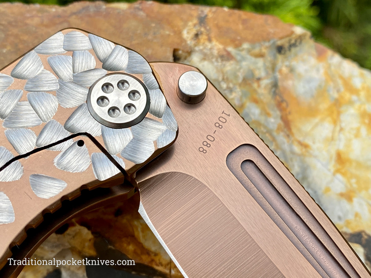 Medford Knives Proxima Drop Point / S35VN Rose DLC / Rose DLC w/ &quot;Silver Falling Leaf&quot; Handles / STD HW / Brushed Clip