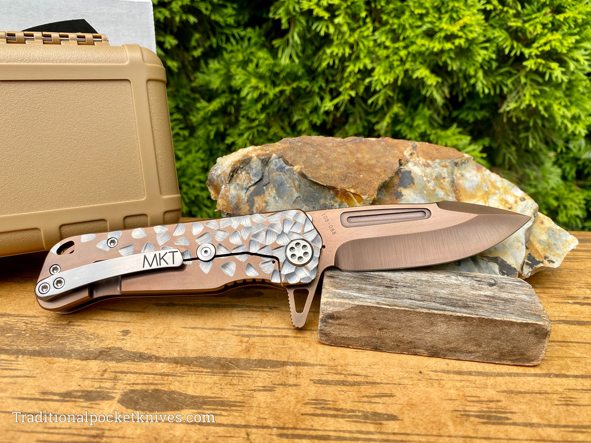 Medford Knives Proxima Drop Point / S35VN Rose DLC / Rose DLC w/ &quot;Silver Falling Leaf&quot; Handles / STD HW / Brushed Clip