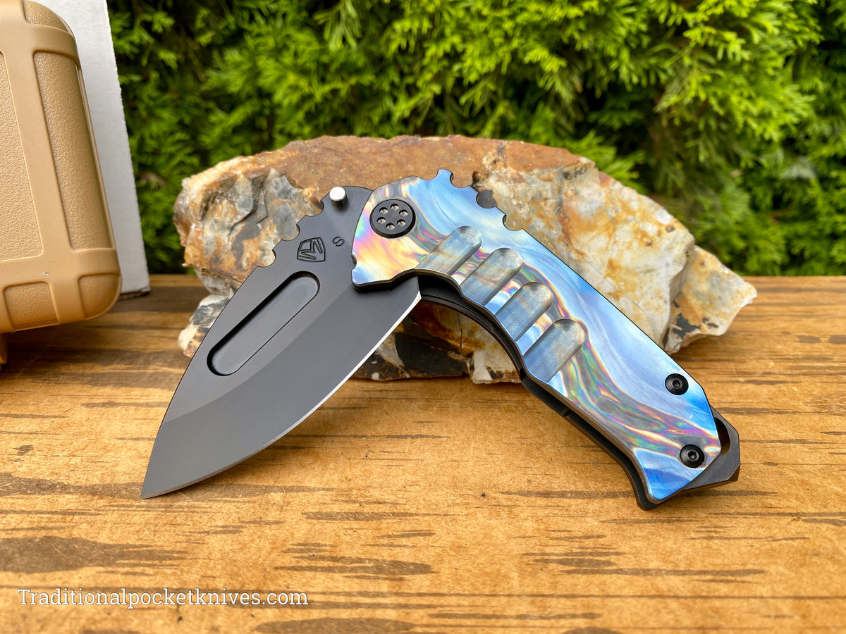 Medford Knives Praetorian Genesis &quot;T&quot; PVD Drop Point Blade / S35VN / Face Flamed Handle / PVD Spring/HW / PVD w/Brushed Flamed Flats Clip / PVD Breaker