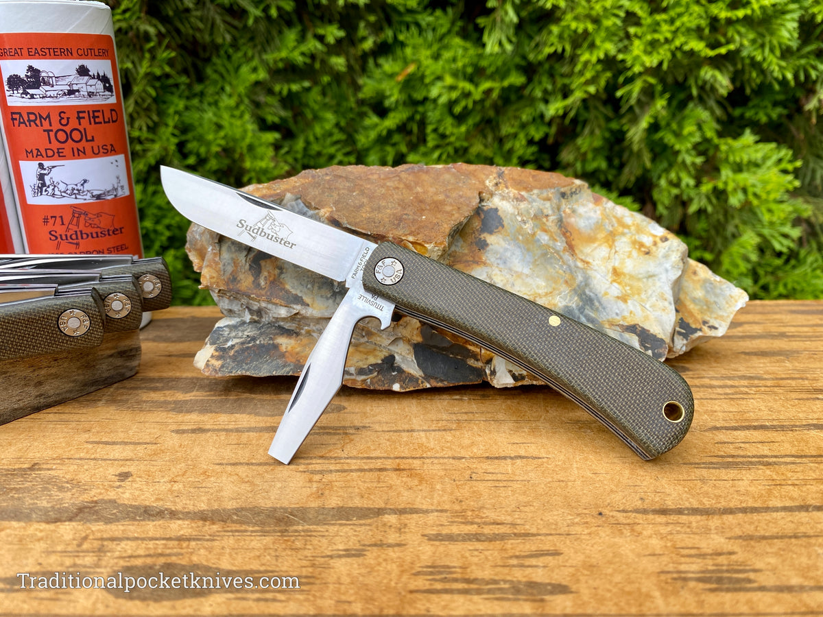 Great Eastern Cutlery #715222 Farm&amp;Field Tool Sudbuster OD Green Canvas Micarta
