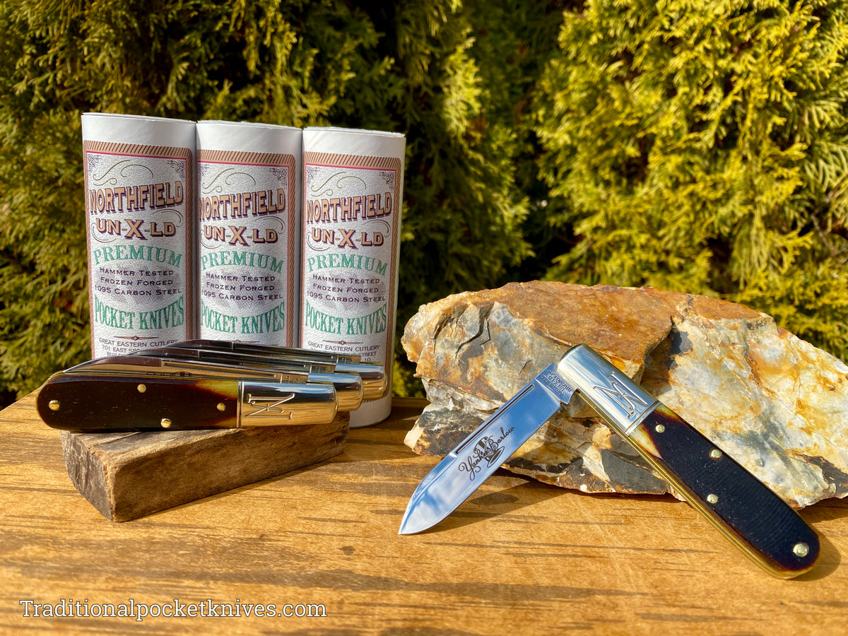 Great Eastern Cutlery #772122 Northfield UNXLD Yankee Barlow Antique Yellow Sawcut Bone
