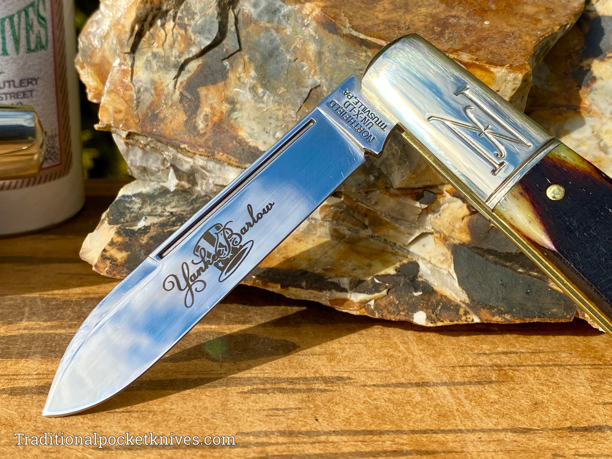 Great Eastern Cutlery #772122 Northfield UNXLD Yankee Barlow Antique Yellow Sawcut Bone