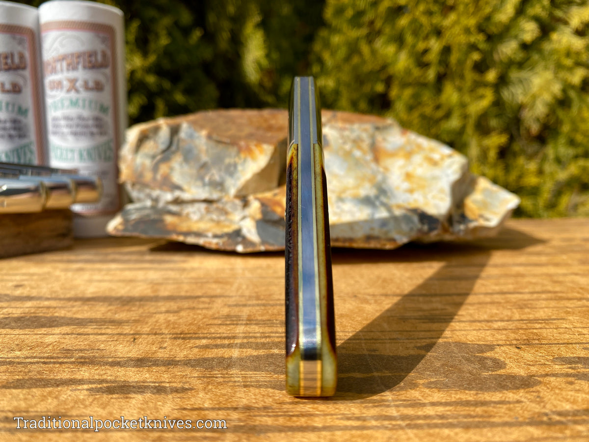 Great Eastern Cutlery #772122 Northfield UNXLD Yankee Barlow Antique Yellow Sawcut Bone
