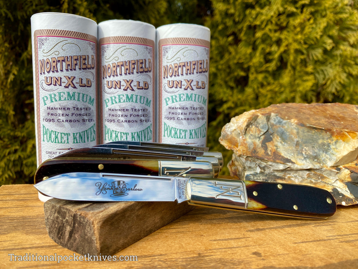 Great Eastern Cutlery #772122 Northfield UNXLD Yankee Barlow Antique Yellow Sawcut Bone