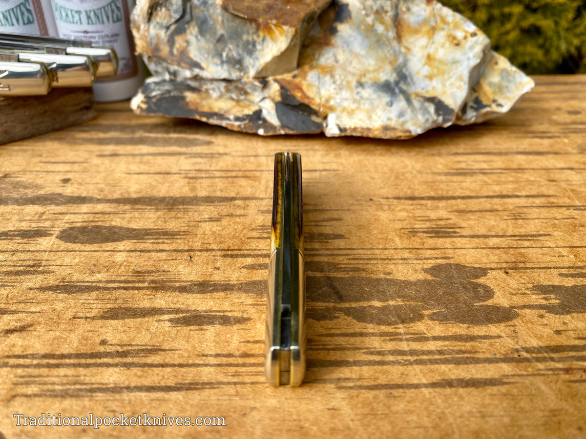 Great Eastern Cutlery #772122 Northfield UNXLD Yankee Barlow Antique Yellow Sawcut Bone