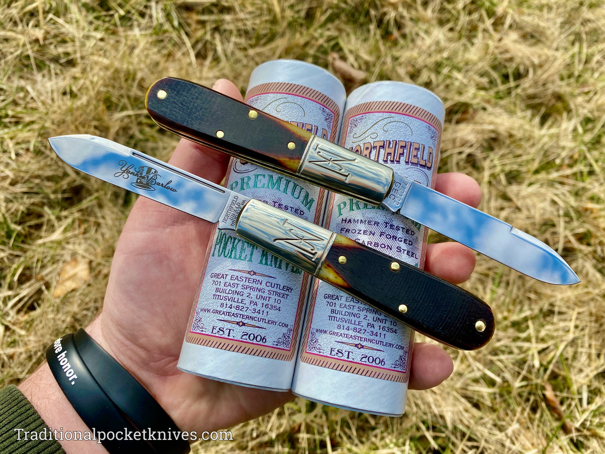 Great Eastern Cutlery #772122 Northfield UNXLD Yankee Barlow Antique Yellow Sawcut Bone
