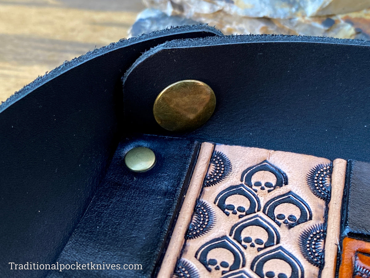 Sage Grouse Leather: Packable Valet Tray &quot;White Skulls&quot;