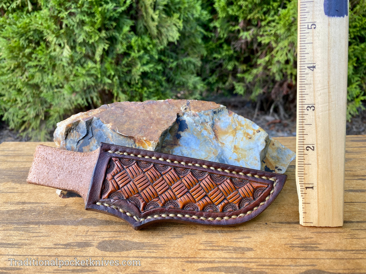 Sage Grouse Leather: Leather Knife Belt Sheath GEC H20 Righthand- #12