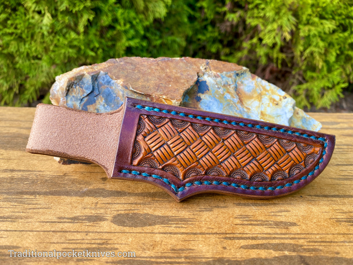 Sage Grouse Leather: Leather Knife Belt Sheath GEC H20 Righthand- #13