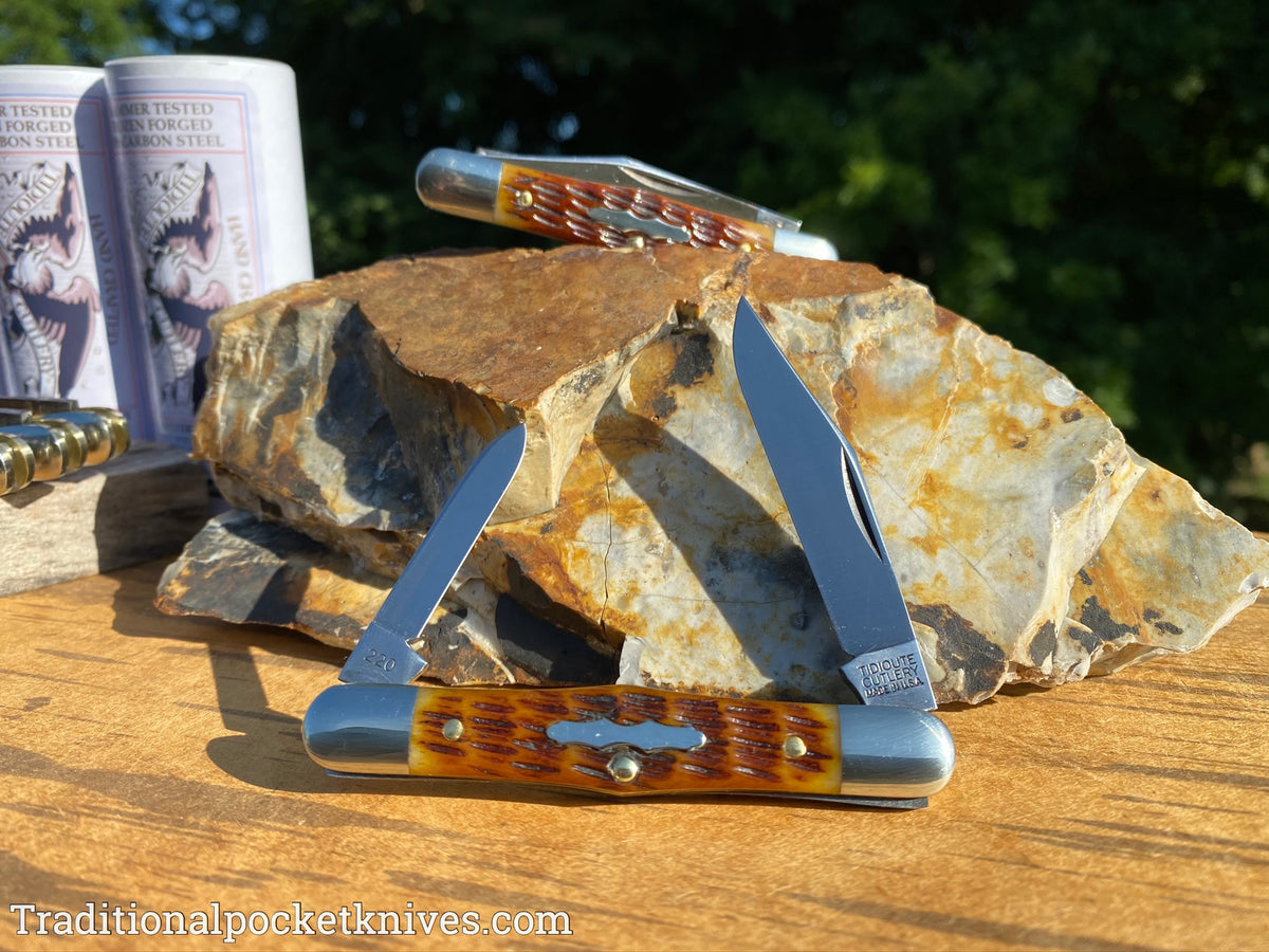 Great Eastern Cutlery #331220 Tidioute Cutlery Conductor Antique Autumn Jigged Bone