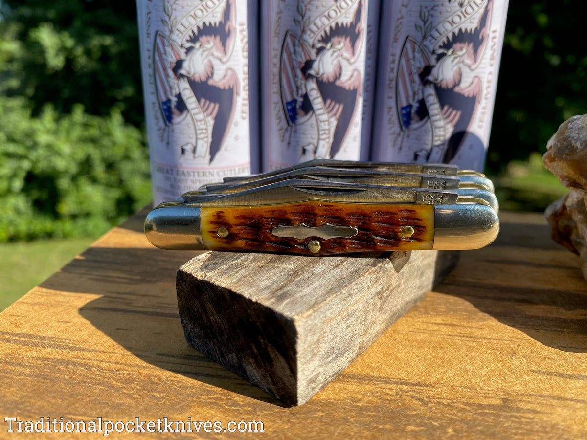 Great Eastern Cutlery #331220 Tidioute Cutlery Conductor Antique Autumn Jigged Bone