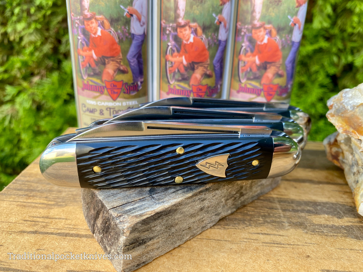 Great Eastern Cutlery #352322 Tidioute Cutlery &quot;Johnny On The Spot&quot; Camp&amp;Tool Knife Black Texdel w/ Free Leather Slip