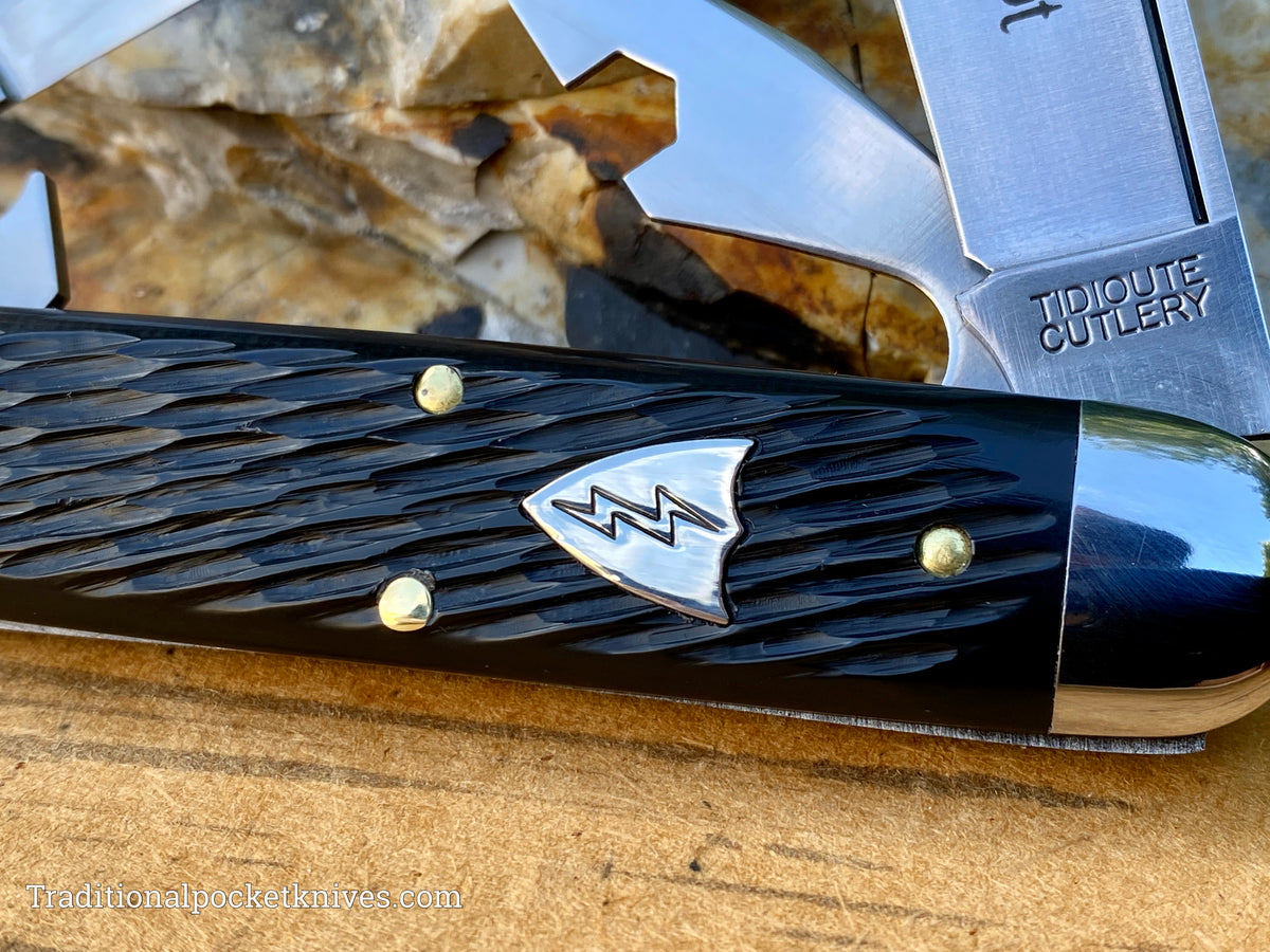 Great Eastern Cutlery #352322 Tidioute Cutlery &quot;Johnny On The Spot&quot; Camp&amp;Tool Knife Black Texdel w/ Free Leather Slip