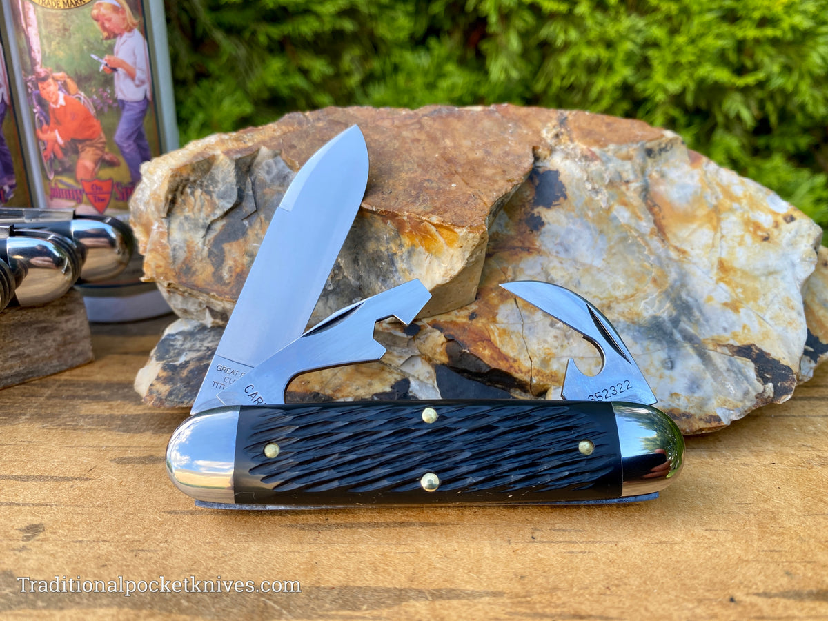 Great Eastern Cutlery #352322 Tidioute Cutlery &quot;Johnny On The Spot&quot; Camp&amp;Tool Knife Black Texdel w/ Free Leather Slip